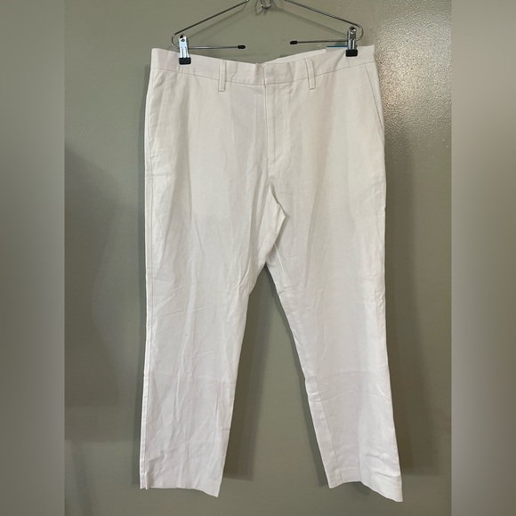 Perry Ellis Portfolio Travel Luxe Linen Blend Men's White Pants 36/30 NWT - Picture 1 of 11